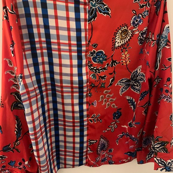 Red/Blue; Zara; silky & flowy top size XL - Picture 3 of 4